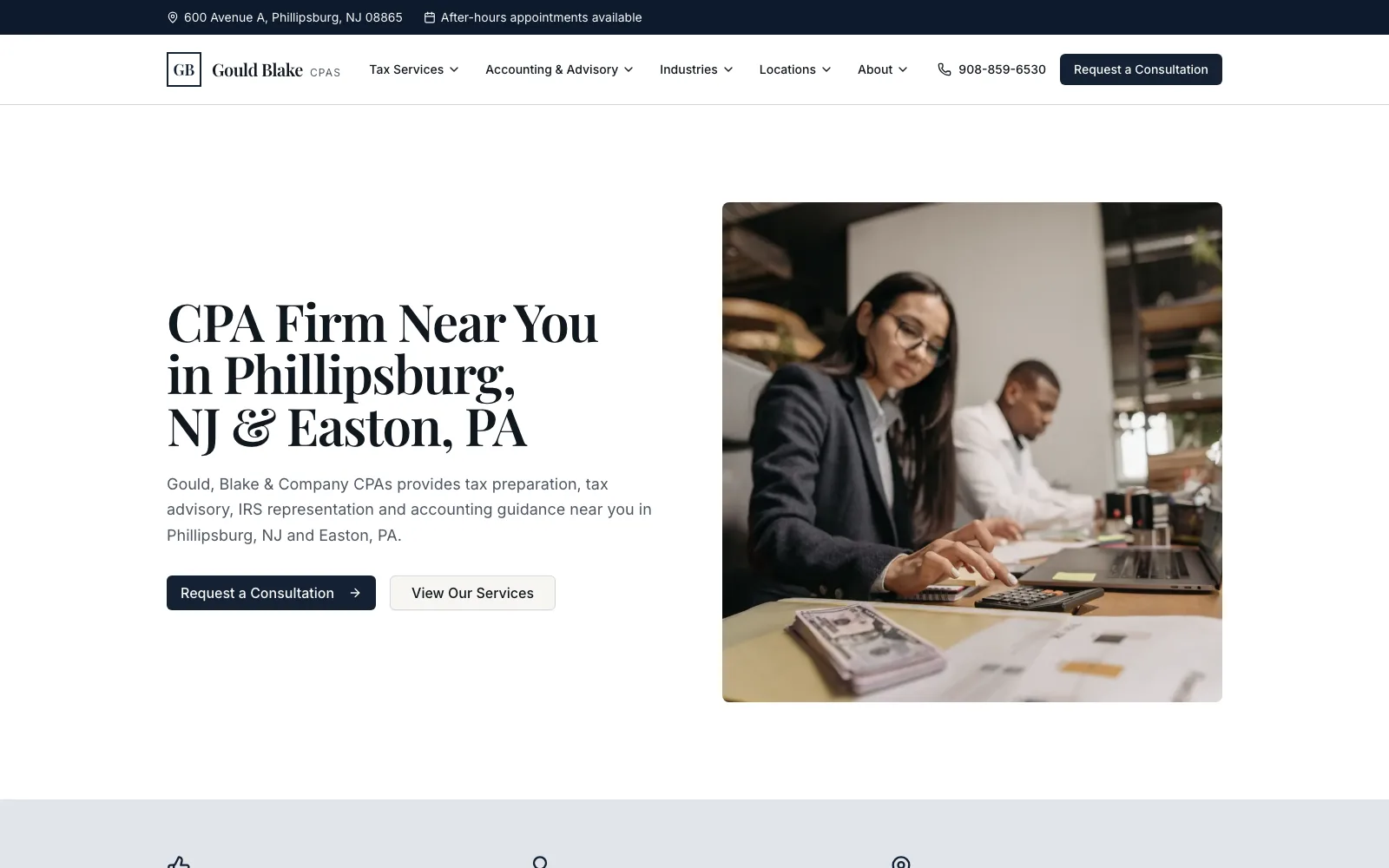 Screenshot of the Gould, Blake & Company CPAs website