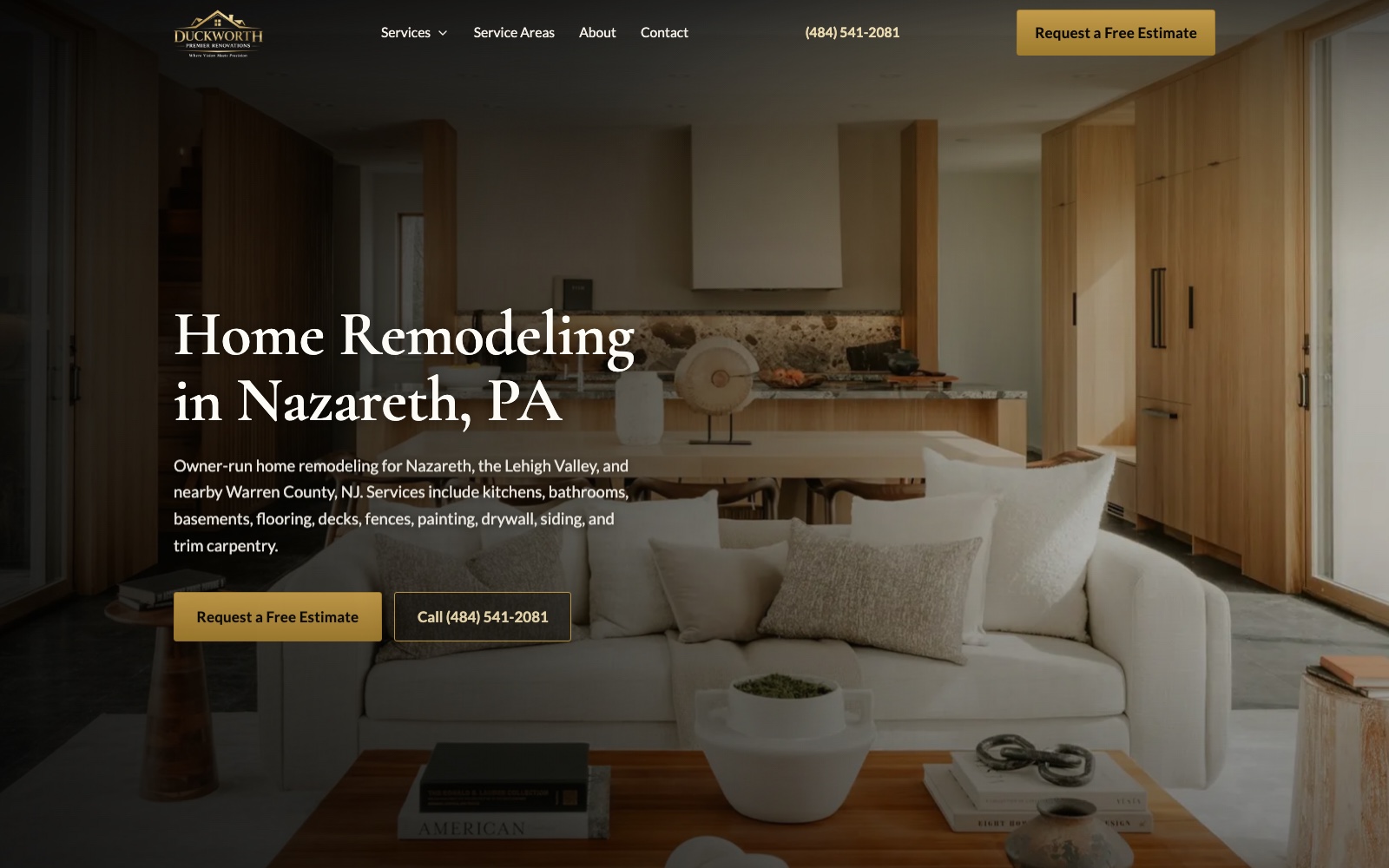 Homepage of the Duckworth Renovations website